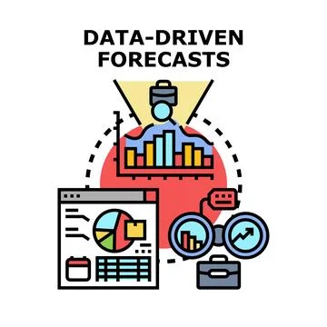 Data driven forecasts for business analytics development Stock Illustration