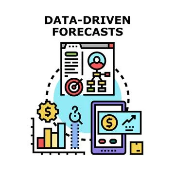 Data driven forecasts informing business strategy and growth Stock Illustration