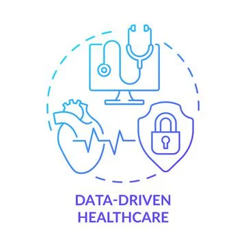 Data-driven healthcare blue gradient concept icon 스톡 일러스트