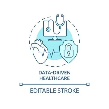 Data-driven healthcare turquoise concept icon Stock Illustration
