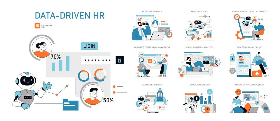 Data-Driven HR set Vector illustration Illustrazione stock