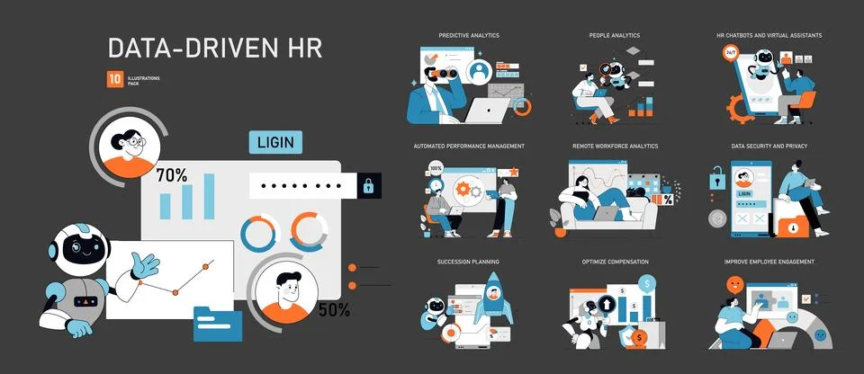 Data-Driven HR set Vector illustration Stock Illustration
