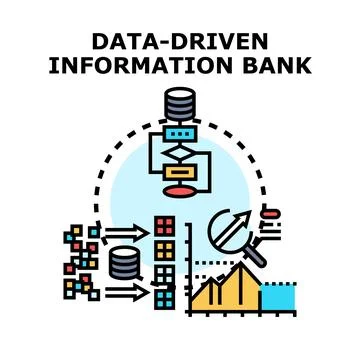 Data driven information bank concept process Stock Illustration