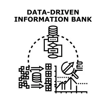 Data driven information bank concept process Stock Illustration