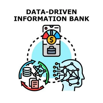 Data driven information bank system concept Stock Illustration