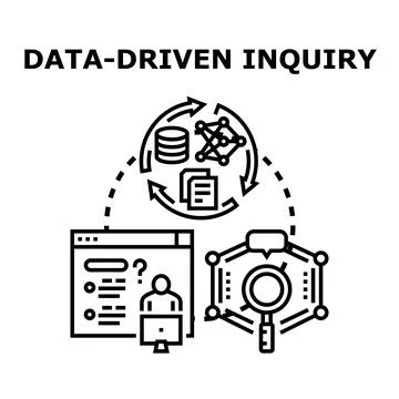 Data driven inquiry and investigative research process concept Stock Illustration