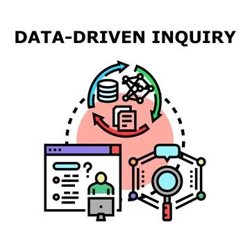 Data driven inquiry and investigative research process concept Stock Illustration