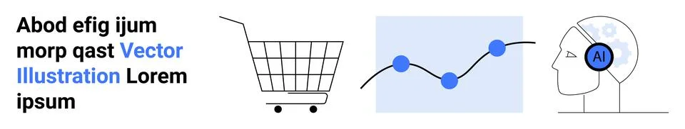 Data-Driven Insights Artificial Intelligence, E-commerce, and Analytics Illustrazione stock