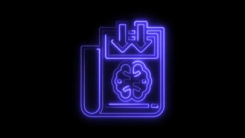 Data driven insights blue neon icon animation on black background for business Stock Footage 322971931