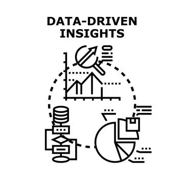 Data driven insights concept creating analytical business solutions Stock Illustration