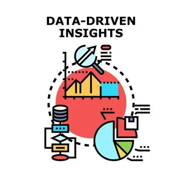 Data driven insights concept creating analytical business solutions Stock Illustration