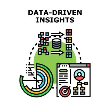 Data driven insights generating business analysis process Stock Illustration
