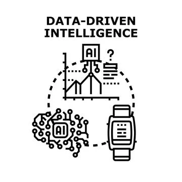 Data driven intelligence concept integrating artificial technology Stockillustratie