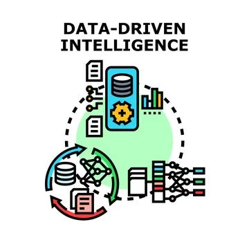 Data driven intelligence processing and analysis concept Stock Illustration