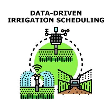 Data driven irrigation scheduling managing smart agriculture Stock Illustration