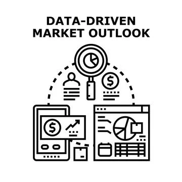 Data driven market outlook analyzing business insights 库存插图