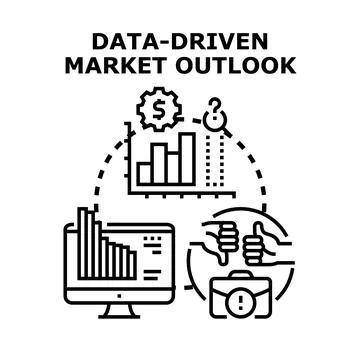 Data driven market outlook analyzing business strategy Stock Illustration