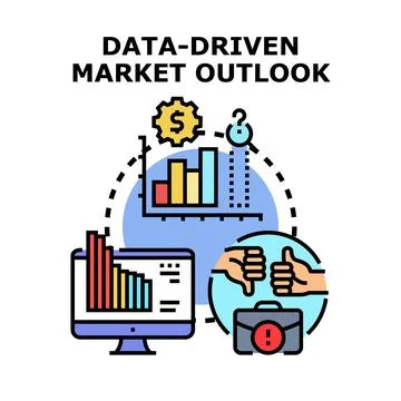 Data driven market outlook analyzing business strategy Stock Illustration