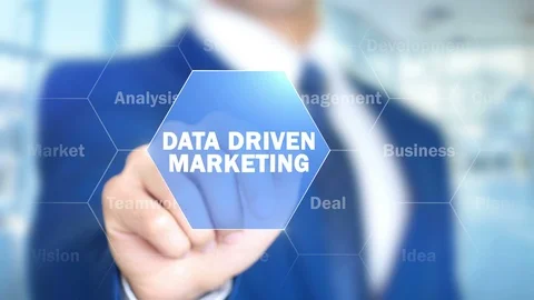 Data Driven Marketing, Businessman Using Augmented Holographic Interface Stock Footage 90072980