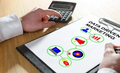 Data driven marketing concept on a clipboard Stock Photos