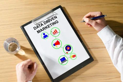 Data driven marketing concept on a desk Stock Photos
