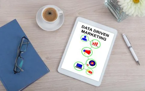 Data driven marketing concept on a digital tablet Stock Photos