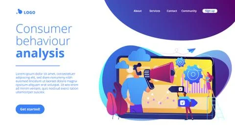 Data driven marketing concept landing page. イラスト素材