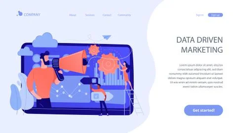 Data driven marketing concept landing page. Stock Illustration