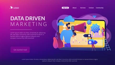 Data driven marketing concept landing page. Stock Illustration