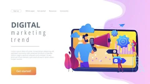 Data driven marketing concept landing page. Stock Illustration
