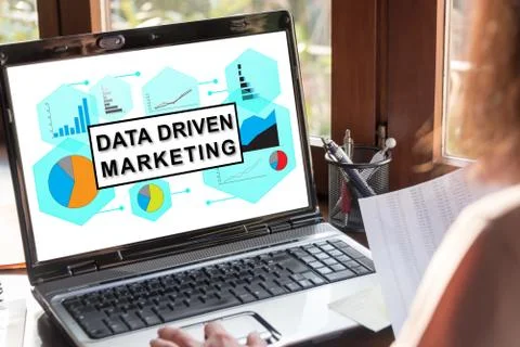 Data driven marketing concept on a laptop screen Stock Photos