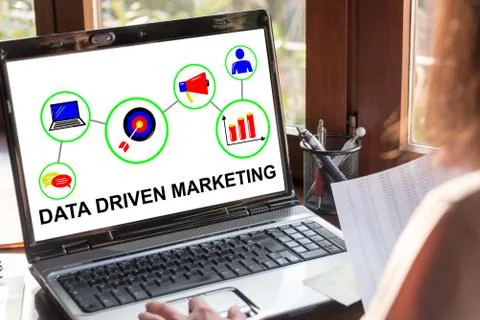 Data driven marketing concept on a laptop screen Stock Photos