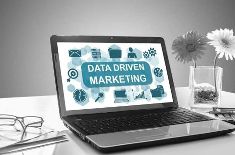 Data driven marketing concept on a laptop screen Stock Photos