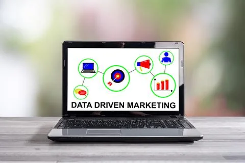 Data driven marketing concept on a laptop screen Stock Photos