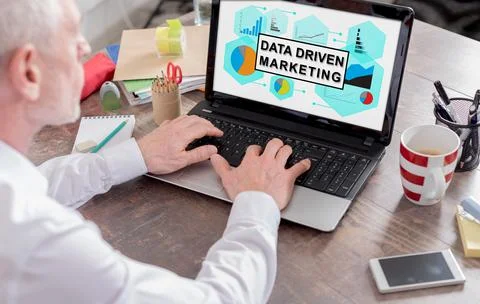 Data driven marketing concept on a laptop screen Stock Photos