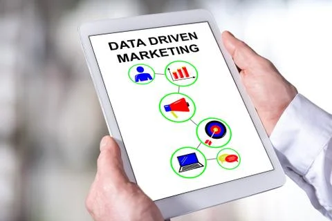 Data driven marketing concept on a tablet Stock Photos