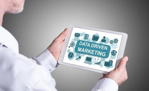 Data driven marketing concept on a tablet Stock Photos