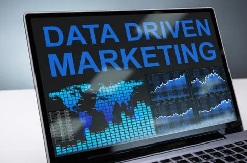 Data Driven Marketing Graph On Laptop Stock Photos