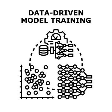 Data driven model training deep learning concept Stock Illustration