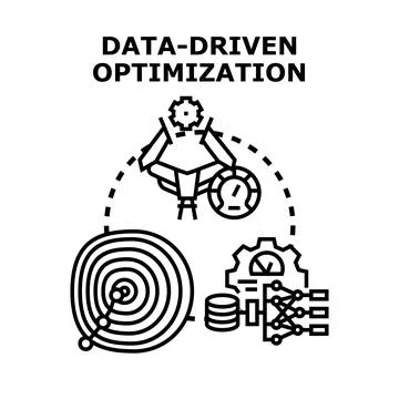 Data driven optimization process improving business performance Stock Illustration