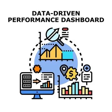 Data driven performance dashboard analytics and business intelligence Illustrazione stock