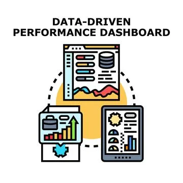 Data driven performance dashboard with business analytics Stock Illustration