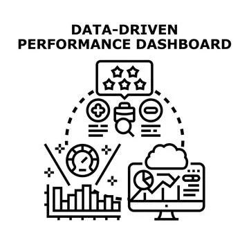 Data driven performance dashboard concept illustration Illustrazione stock