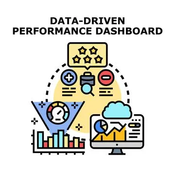 Data driven performance dashboard concept illustration Illustrazione stock