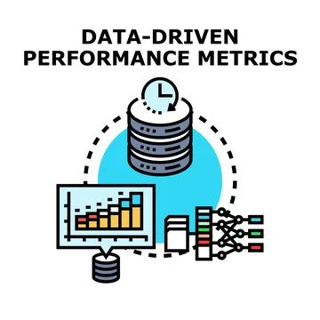 Data driven performance metrics analyzing results Stock Illustration