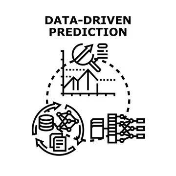 Data driven prediction analyzing business analytics Stock Illustration