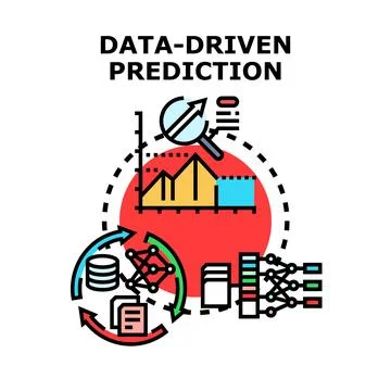 Data driven prediction analyzing business analytics Stock Illustration
