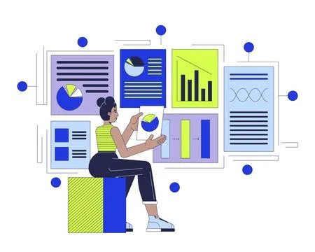 Data-driven product management 2D illustration concept イラスト素材