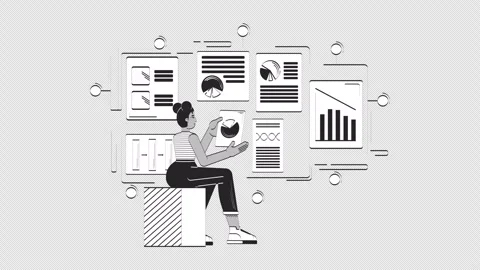 Data-driven product management doodle outline animation Stock Footage 295940600