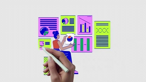 Data-driven product management hand drawn whiteboard animation Stock Footage 295884590